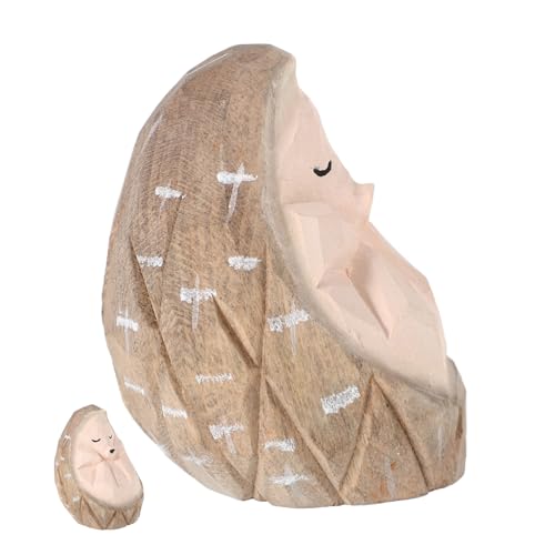 BATHVEVE Handgefertigte Holzfigur Eines Igel Tierornament Aus Massivem Holz Für Desktop Und Auto-Dekoration Vielseitige Wohnaccessoires Für Jeden von BATHVEVE