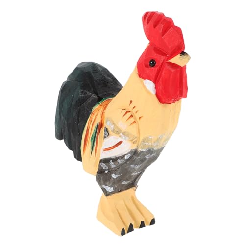 BATHVEVE Kreative Holzhahn -ornamenthandgefertigte Holzschnitzerei Dekorative Tier Figur Tierstatue Zur Verleihung Künstlerischer Note in Ihrem von BATHVEVE