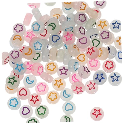 BATHVEVE Luminous Acrylic Beads DIY Schmuckperlen für Armbänder und Dekoration Herz Zahlen und Buchstabenperlen für Basteln mit Kindern für Partys von BATHVEVE
