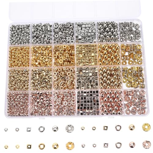BATHVEVE Multifunktionales Spacer Perlen für DIY Schmuckherstellung Feine Runde und Facettierte Zwischenperlen für Armbänder Basteln Platzsparend und Vielseitig Einsetzbar von BATHVEVE