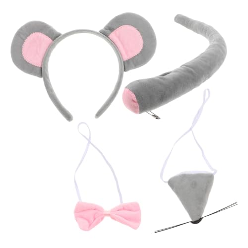 BATHVEVE Niedliches Maus Kostüm Set mit Ohren Haarreif Fliege und Weiches Graues Tierkostüm Zubehör für Fasching Halloween Karneval und Cosplay Party BATHVEVE Niedliches Maus Kostüm Set mit Ohren Haarreif Fliege und Weiches Graues Tierkostüm Zubehör für Fasching Halloween Karneval und Cosplay Party von BATHVEVE