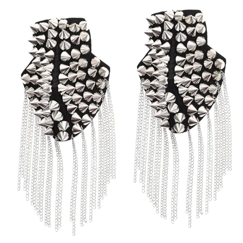 BATHVEVE Rivettassel Schulterklappen Abzeichen mit Quastenkette Elegantes Design für Militärische Kostümpartys und Outfits Silberfarben BATHVEVE Rivettassel Schulterklappen Abzeichen mit Quastenkette Elegantes Design für Militärische Kostümpartys und Outfits Silberfarben von BATHVEVE