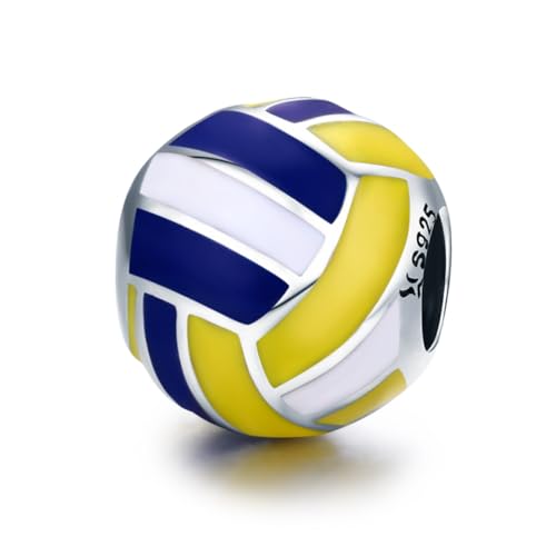 BATHVEVE Sterling Silber Volleyball Perlen DIY Schmuckzubehör Kreative Bunte Spacer Beads mit Mini für Armband Schlüsselanhänger Zubehör Weiß Gelb Blau BATHVEVE Sterling Silber Volleyball Perlen DIY Schmuckzubehör Kreative Bunte Spacer Beads mit Mini für Armband Schlüsselanhänger Zubehör Weiß Gelb Blau von BATHVEVE