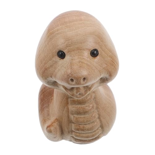 BATHVEVE Tierkreis Schlange Pfirsich Holzschnitzerei Vintage Schnitzerei Schlange Desktop Dekoration Vintage Skulptur Kleine Schlangenstatue Holzschnitzerei Schlangenstatue von BATHVEVE