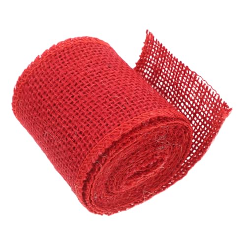 BATHVEVE Weihnachtsdekorationsstoffrolle Farbig Jute Sackleinen Weihnachtsband Rote Weihnachtsschleifen Weihnachtsbaumbänder Rotes Sackleinenband Weihnachtsband von BATHVEVE