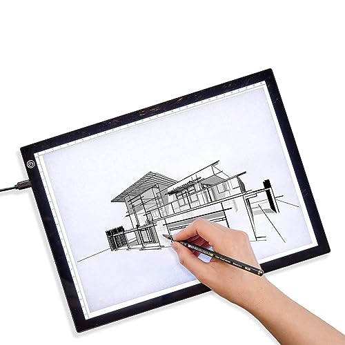 BATHWAA3-LED-Lichtpad, USB-betriebenes Zeichenbrett, Nachzeichnungsbox mit einstellbarer Helligkeit, ideal für Diamantmalerei, Entgittern von Vinyl, Betrachten von Dias, Schablonieren, Prägen (schwarz) von BATHWA