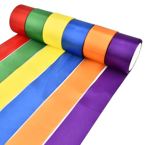 BATINO 60 m Regenbogen-Satinband, 50 mm breit, Satinbandrollen, bunte Stoffbänder, großes Seidensatin-Farbiges Satinband, Geschenkband, Seidenband für Luftballons, Hochzeit, Haare, DIY, Blumensträuße BATINO 60 m Regenbogen-Satinband, 50 mm breit, Satinbandrollen, bunte Stoffbänder, großes Seidensatin-Farbiges Satinband, Geschenkband, Seidenband für Luftballons, Hochzeit, Haare, DIY, Blumensträuße von BATINO
