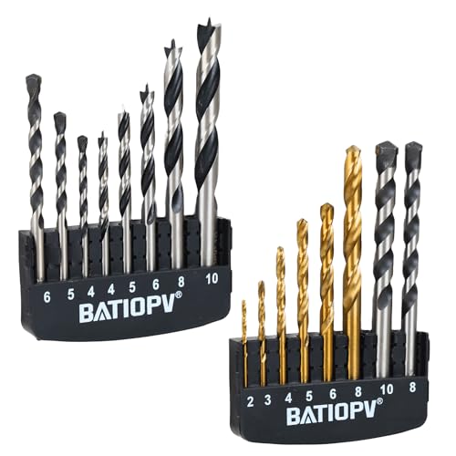 BATIOPV Accessories 16tlg Bohrer-Set für Metall, Holz und Stein, Zubehör Bohrschrauber von BATIOPV