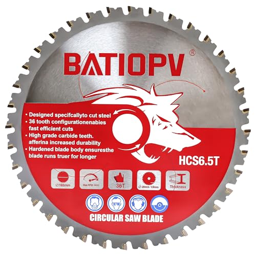 BATIOPV Sägeblatt 165 x 20 mm – Ideal für Metall wie Stahl, Aluminium und Metallrohre; auch für Holz nutzbar – Kreissägeblatt kompatibel mit Dewalt, Makita, langlebig und präzise BATIOPV Sägeblatt 165 x 20 mm – Ideal für Metall wie Stahl, Aluminium und Metallrohre; auch für Holz nutzbar – Kreissägeblatt kompatibel mit Dewalt, Makita, langlebig und präzise von BATIOPV