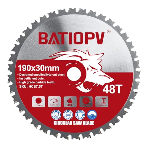 BATIOPV Kreissägeblatt 190 x 30 mm Für Metall, Stahl & Aluminium – Metall Sägeblatt 190x30 aus hochwertigem Hartmetall, mit Bosch, Makita, Einhell & mehr – Präzise & langlebig BATIOPV Kreissägeblatt 190 x 30 mm Für Metall, Stahl & Aluminium – Metall Sägeblatt 190x30 aus hochwertigem Hartmetall, mit Bosch, Makita, Einhell & mehr – Präzise & langlebig von BATIOPV