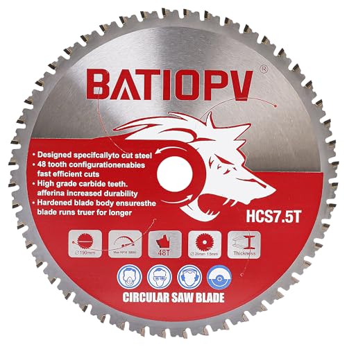 BATIOPV Sägeblatt 190 x 20 mm – Ideal für Metall wie Stahl, Aluminium und Metallrohre; auch für Holz nutzbar – Kreissägeblatt kompatibel mit Dewalt, Makita, langlebig und präzise BATIOPV Sägeblatt 190 x 20 mm – Ideal für Metall wie Stahl, Aluminium und Metallrohre; auch für Holz nutzbar – Kreissägeblatt kompatibel mit Dewalt, Makita, langlebig und präzise von BATIOPV