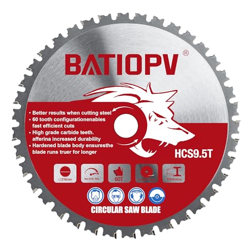 BATIOPV Sägeblatt 216 x 30 mm – Ideal für Metall wie Stahl, Aluminium und Metallrohre; auch für Holz nutzbar – Kreissägeblatt kompatibel mit Dewalt, Makita, langlebig und präzise von BATIOPV