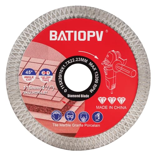 BATIOPV Diamanttrennscheibe 115mm diamantscheibe Fliesenscheibe Extra Dünne zum Schneiden und Schleifen (2-in-1) Fliese Feinsteinzeug Granit Marmor (115 x 22,23mm) von BATIOPV