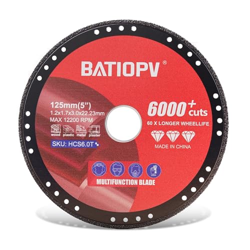 BATIOPV Diamanttrennscheibe 125mm für Winkelschleifer – Universalscheibe für Edelstahl, Aluminium, Holz, Marmor und Fliesen (kompatibel mit Makita, Bosch) von BATIOPV