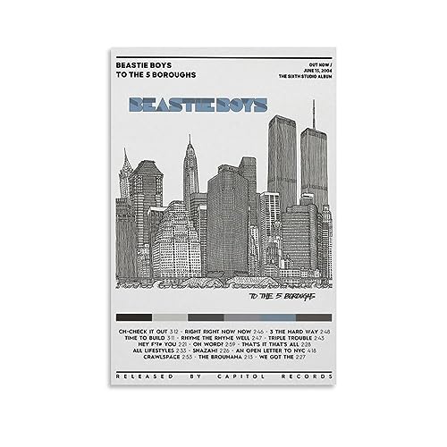 Beastie Boys – To The 5 Boroughs Leinwand-Poster, Wanddekoration, Kunst, Gemälde, Wohnzimmer, Schlafzimmer, Dekoration, Geschenk, ungerahmt, 30 x 45 cm von BATTTX
