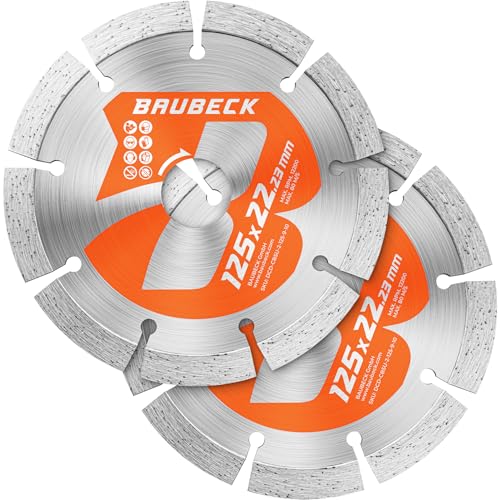 BAUBECK Diamantscheibe 125mm für Stein, Beton, 2Stk. Leistungsstark kompatibel mit Winkelschleifer von Bosch, Metabo, Diamant Trennscheibe 125 Diamanttrennscheibe 125 Diamant Trennscheibe 125 Stein BAUBECK Diamantscheibe 125mm für Stein, Beton, 2Stk. Leistungsstark kompatibel mit Winkelschleifer von Bosch, Metabo, Diamant Trennscheibe 125 Diamanttrennscheibe 125 Diamant Trennscheibe 125 Stein von BAUBECK