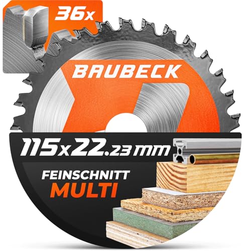 BAUBECK Flex Holzscheibe 115mm, 36Z, 1.9mm - Schnitt in Holz, Alu & Metall Sägeblatt für Winkelschleifer 115, Sägeblatt 115mm für Winkelschleifer, kompatibel mit allen gängigen 115er Winkelschleifern BAUBECK Flex Holzscheibe 115mm, 36Z, 1.9mm - Schnitt in Holz, Alu & Metall Sägeblatt für Winkelschleifer 115, Sägeblatt 115mm für Winkelschleifer, kompatibel mit allen gängigen 115er Winkelschleifern von BAUBECK