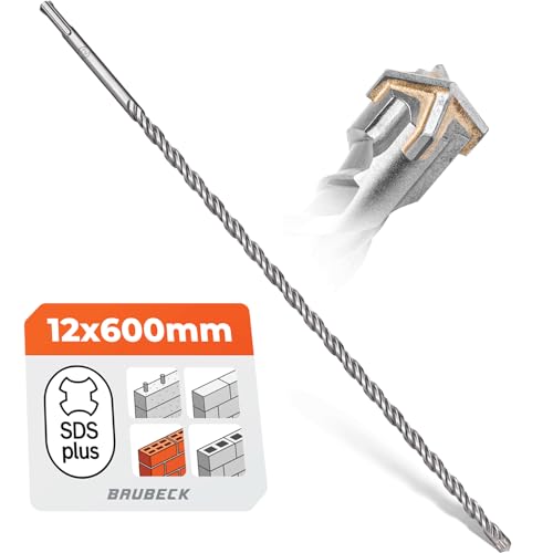 BAUBECK SDS Plus Bohrer 12mm x 600mm Lang für Beton & Stein - Premium 40CR Stahl, Langlebig - 4 Schneiden Steinbohrer für Beste Ergebnisse - Betonbohrer SDS BAUBECK SDS Plus Bohrer 12mm x 600mm Lang für Beton & Stein - Premium 40CR Stahl, Langlebig - 4 Schneiden Steinbohrer für Beste Ergebnisse - Betonbohrer SDS von BAUBECK