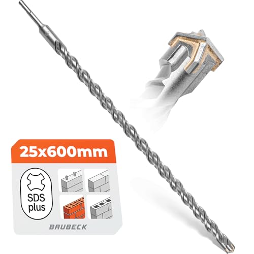BAUBECK SDS Plus Bohrer 25mm x 600mm lang für Beton & Stein - Premium 40CR Stahl, langlebig - 4 Schneiden Steinbohrer 25mm für beste Ergebnisse - SDS Plus Bohrer 25mm Betonbohrer SDS Bohrer 25mm BAUBECK SDS Plus Bohrer 25mm x 600mm lang für Beton & Stein - Premium 40CR Stahl, langlebig - 4 Schneiden Steinbohrer 25mm für beste Ergebnisse - SDS Plus Bohrer 25mm Betonbohrer SDS Bohrer 25mm von BAUBECK