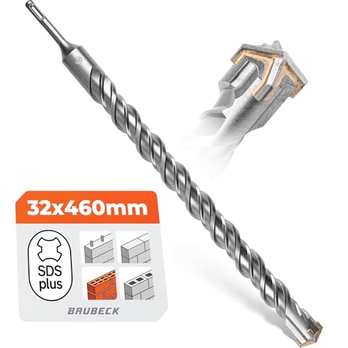 BAUBECK SDS Plus Bohrer 32mm x 460mm lang für Beton & Stein - Premium 40CR Stahl, langlebig - 4 Schneiden Steinbohrer 32mm für beste Ergebnisse - SDS Plus Bohrer 32mm Betonbohrer SDS Bohrer 32mm BAUBECK SDS Plus Bohrer 32mm x 460mm lang für Beton & Stein - Premium 40CR Stahl, langlebig - 4 Schneiden Steinbohrer 32mm für beste Ergebnisse - SDS Plus Bohrer 32mm Betonbohrer SDS Bohrer 32mm von BAUBECK