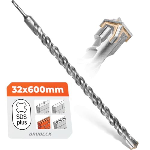 BAUBECK SDS Plus Bohrer 32mm x 600mm lang für Beton & Stein - Premium 40CR Stahl, langlebig - 4 Schneiden Steinbohrer 32mm für beste Ergebnisse - SDS Plus Bohrer 32mm Betonbohrer SDS Bohrer 32mm BAUBECK SDS Plus Bohrer 32mm x 600mm lang für Beton & Stein - Premium 40CR Stahl, langlebig - 4 Schneiden Steinbohrer 32mm für beste Ergebnisse - SDS Plus Bohrer 32mm Betonbohrer SDS Bohrer 32mm von BAUBECK