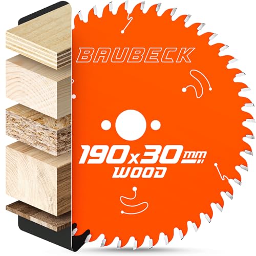 BAUBECK Sägeblatt 190x30 +16/20/25.4mm Reduzierringe, 56Z, 2.6mm Schnitt in Holz mit Handkreissägen, wie Bosch GKS 190, PKS 66 A / 66 AF, Parkside PHKS 66 kompatibel, Kreissägeblatt 190 BAUBECK Sägeblatt 190x30 +16/20/25.4mm Reduzierringe, 56Z, 2.6mm Schnitt in Holz mit Handkreissägen, wie Bosch GKS 190, PKS 66 A / 66 AF, Parkside PHKS 66 kompatibel, Kreissägeblatt 190 von BAUBECK