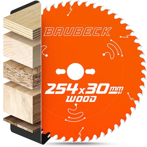 BAUBECK Sägeblatt 254x30 +25.4mm Adapterring 2.6mm Schnitt in Holz, 54 Zähne für Kapp- & Tischkreissägen, wie Metabo KGS 254 M, Bosch GTS 10 XC, PTS 10, Kreissägeblatt 254, Kappsägeblatt 254 BAUBECK Sägeblatt 254x30 +25.4mm Adapterring 2.6mm Schnitt in Holz, 54 Zähne für Kapp- & Tischkreissägen, wie Metabo KGS 254 M, Bosch GTS 10 XC, PTS 10, Kreissägeblatt 254, Kappsägeblatt 254 von BAUBECK