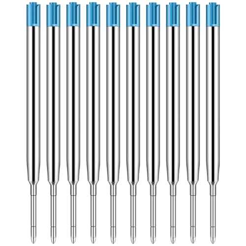 BAVALIN 10 Stück Kugelschreiberminen - Standard Großraumminen Austauschbare Kugelschreiber Minen 1,0mm Strichstärke Metall Kugelschreiber Ersatzmine für Schule, Bürobedarf - Blau von BAVALIN