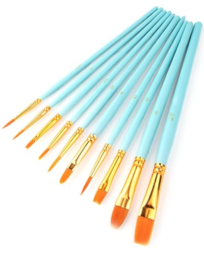 BAVALIN 10 Stück Pinselset - Nylon Acrylfarben Pinsel mit Holzgriffen Detail Pinsel Runde Pinsel Künstler PinselSets für Acrylfarben Aquarelle Öle und Gouache für Anfänger Gemälde Liebhaber (Blau) BAVALIN 10 Stück Pinselset - Nylon Acrylfarben Pinsel mit Holzgriffen Detail Pinsel Runde Pinsel Künstler PinselSets für Acrylfarben Aquarelle Öle und Gouache für Anfänger Gemälde Liebhaber (Blau) von BAVALIN