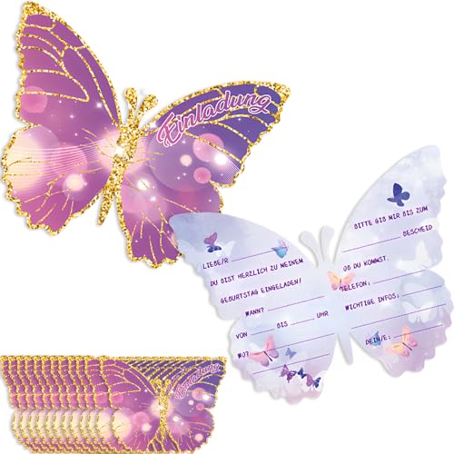 BAVALIN 12 Stück Einladungskarten zum Kindergeburtstag - Schmetterlingen Einladungs Geburtstagskarten Geburtstagseinladungen Partyeinladungen für Mädchen und Jungen Geburtstagsfeier Kinderparty BAVALIN 12 Stück Einladungskarten zum Kindergeburtstag - Schmetterlingen Einladungs Geburtstagskarten Geburtstagseinladungen Partyeinladungen für Mädchen und Jungen Geburtstagsfeier Kinderparty von BAVALIN