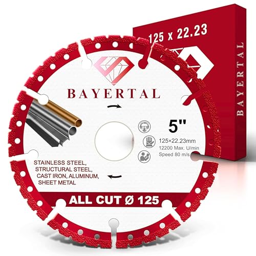 BAYERTAL® Diamanttrennscheibe 125mmx22,23 - Exklusiver Universal Allesschneider Trennscheibe für Stahl, Eisen Alu, Kunststoff, Beton uvm.- Ultimative Präzisons Diamantscheibe 125 in Premium-Qualität! von BAYERTAL