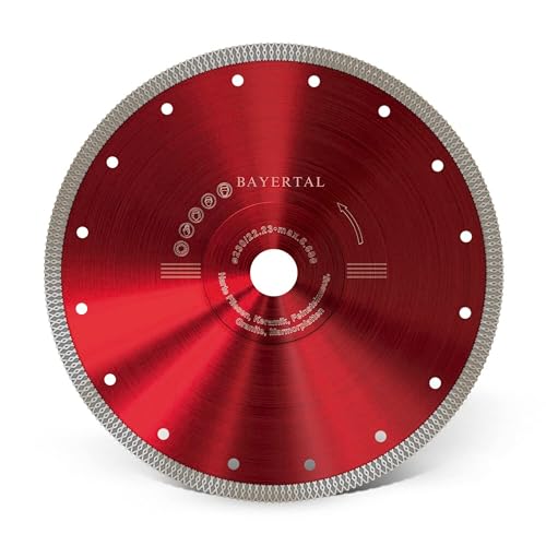 BAYERTAL® Diamanttrennscheibe 230 mm – Premium Diamantscheibe 230mm x 22,23 mm - Meisterhaftes Trennen von harte Fliesen Keramik Feinsteinzeug Granit Marmor - Trennscheibe für Profihandwerker von BAYERTAL