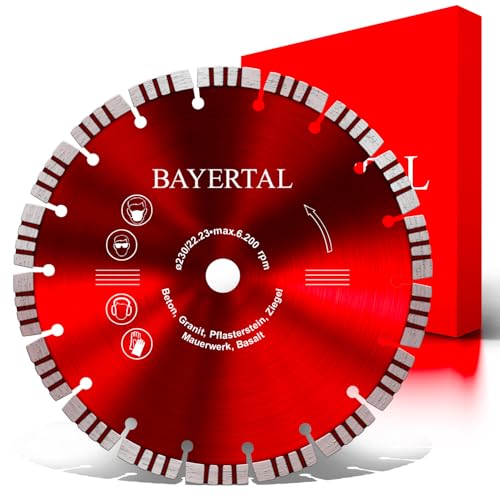 BAYERTAL® Diamanttrennscheibe 230mm x 22,23 – Premium Trennscheibe für Winkelschleifer & Flex – Profi Diamant Steinscheibe & Betontrennscheibe – Hochwertige Diamant-Scheibe für präzises Trennen von BAYERTAL