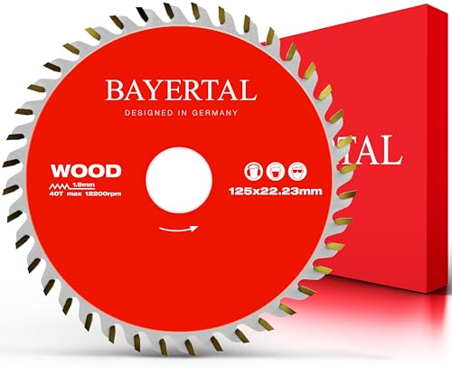 Bayertal® Sägeblatt 125 x 22,23 – Präzision für Holzschnitte – ideal für Hart- und Weichholz, MDF und OSB – 125mm Trennscheibe für Feinschnitt – HM-Schnittflächen für präzise Schnitte – Kreissägeblatt von BAYERTAL
