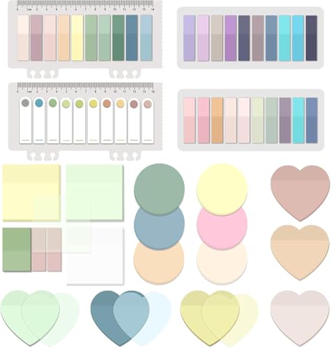 BAYTORY 1400 Blatt Wasserfeste Haftnotizen, Transparente Klebezettel, 7,6 x 7,6 cm, Registertabs Beschreibbare, durchscheinende Aufkleber Für Notizbücher (Liebe mit rundem Multicolour) von BAYTORY
