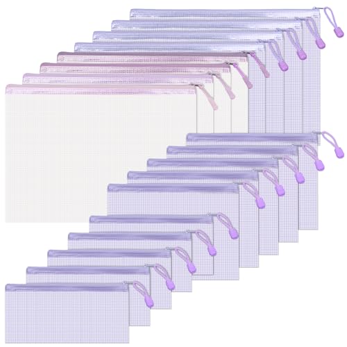 BAYTORY 18 Stück Netztaschen mit Reißverschluss, transparent, wasserdicht, Dokumententasche, verschiedene Farben, große Kapazität, Kunststoff-Dokumentenhüllen, Mehrzwecktasche für Reisen, Schule, Büro BAYTORY 18 Stück Netztaschen mit Reißverschluss, transparent, wasserdicht, Dokumententasche, verschiedene Farben, große Kapazität, Kunststoff-Dokumentenhüllen, Mehrzwecktasche für Reisen, Schule, Büro von BAYTORY