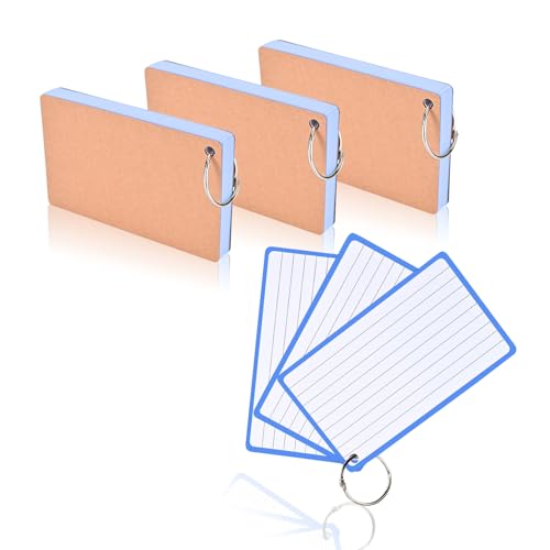 BAYTORY 180 Stück Karteikarte mit Ring, 7,6 x 12,7 cm, blaue Notizkarten, Lernkarten zum Lernen, Lernen, Büro, To-Do-Liste (Blau) von BAYTORY