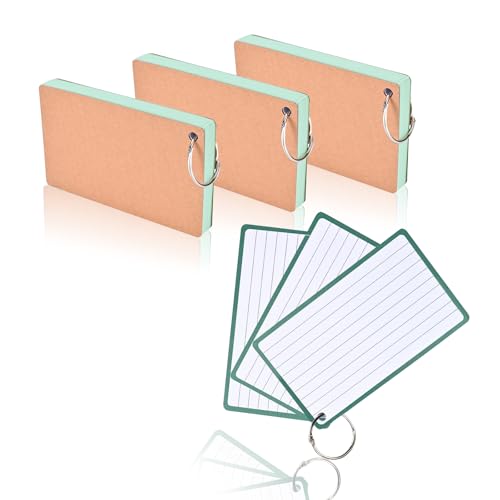 BAYTORY 180 Stück Karteikarte mit Ring, 7,6 x 12,7 cm, grüne Notizkarten, Lernkarten zum Lernen, Lernen, Büro, To-Do-Liste (Grün) von BAYTORY