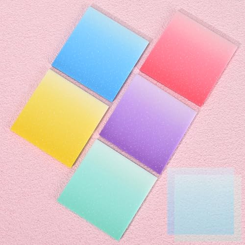 BAYTORY 250 Blatt Glitzer Transparente Haftnotizen, 3 x 3 Klare Memoblöcke, wasserdichte selbstklebende Notiz, durchsichtig, ästhetisch, selbstklebend, für Bibelzubehör (Farbverlauf) von BAYTORY