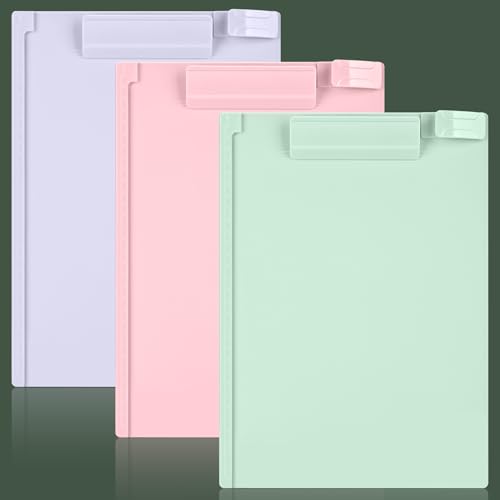 BAYTORY 3 x Kunststoff-Klemmbretter, Acryl-Klemmbrett mit Clip, A4 Briefgröße, Memo-Klemmbretter für Krankenschwestern, Studenten, Büro (3 Stück) von BAYTORY