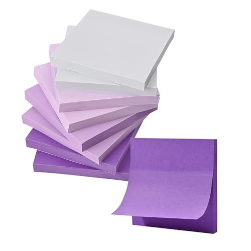 BAYTORY 640 Blatt bunte Haftnotizen, Notizblock mit Farbverlauf, leicht anzubringende Haftnotizen für zu Hause, das Büro und Schulbedarf (Lila) von BAYTORY