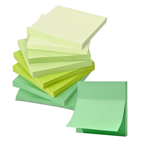 BAYTORY 640 Blatt farbige Haftnotizen, Notizblock mit Farbverlauf, leicht anzubringende Haftnotizen für zu Hause, im Büro und für den Schulbedarf (Grün) von BAYTORY