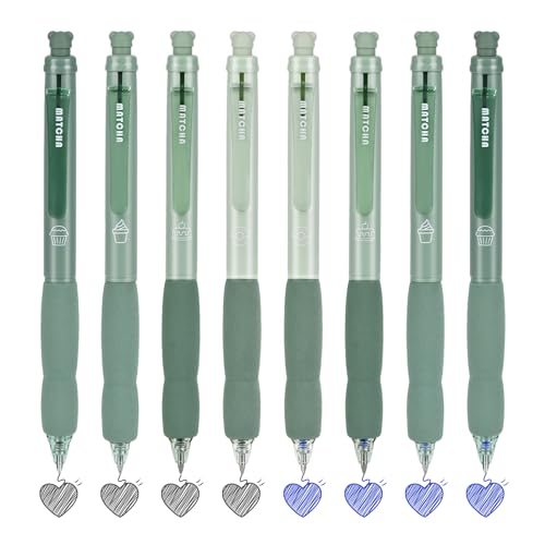 BAYTORY 8 Stuck Radierbare Stifte, 4 Blau & 4 Schwarze Tinte 0,5 mm Feiner Spitze Einziehbare Gelstifte Mit Radiergummi, Glattes Schreiben Schnell Trocken Schule Burobedarf （Grun） von BAYTORY