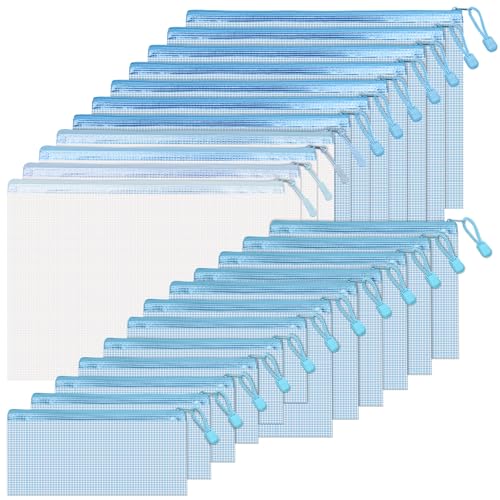 BAYTORY Dokumententaschen aus Netzstoff, wasserdicht, transparent, verschiedene Farben, große Kapazität, Kunststoff-Dokumentenhüllen, Organisation für Reisen, Schule, Büro und Zuhause, Blau, 24 Stück BAYTORY Dokumententaschen aus Netzstoff, wasserdicht, transparent, verschiedene Farben, große Kapazität, Kunststoff-Dokumentenhüllen, Organisation für Reisen, Schule, Büro und Zuhause, Blau, 24 Stück von BAYTORY