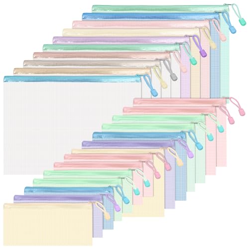 BAYTORY Dokumententaschen aus Netzstoff, wasserdicht, transparent, verschiedene Farben, große Kapazität, Kunststoff-Dokumentenhüllen, Organisation für Reisen, Schule, Büro und Zuhause, bunt, 24 Stück BAYTORY Dokumententaschen aus Netzstoff, wasserdicht, transparent, verschiedene Farben, große Kapazität, Kunststoff-Dokumentenhüllen, Organisation für Reisen, Schule, Büro und Zuhause, bunt, 24 Stück von BAYTORY