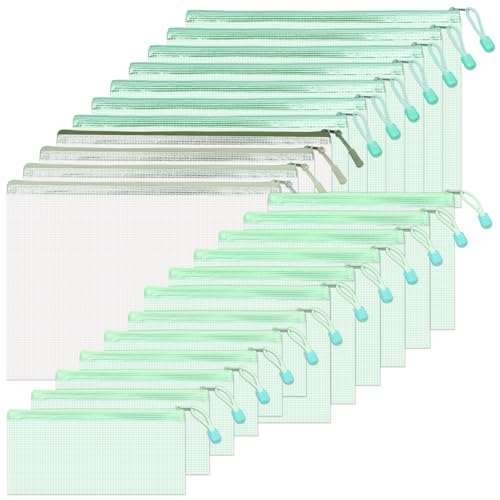 BAYTORY Dokumententaschen aus Netzstoff mit Reißverschluss, wasserdicht, transparent, verschiedene Farben, große Kapazität, Kunststoff-Dokumentenhüllen, Organisation für Reisen, Schule, Büro und von BAYTORY