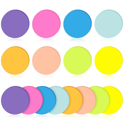 BAYTORY Selbstklebende Haftnotizen, bunt, 8 Farben, 480 Blatt, Haftnotizen in runder Form, 70 x 70 mm, große Haftnotizen für Aufgabenlisten, Erinnerungen und Markierungen von BAYTORY
