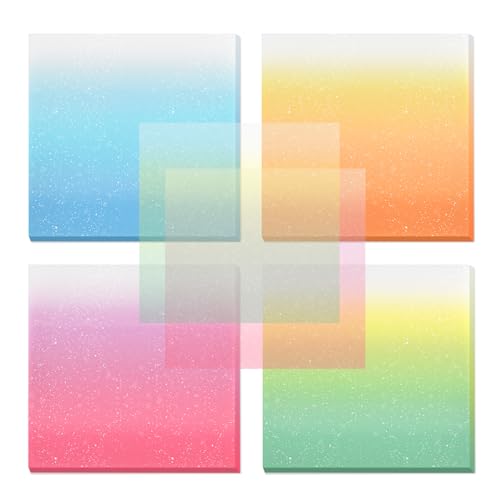 BAYTORY Transparente Glitzer-Haftnotizen, 200 Blatt, 3 x 3 transparente Notizblöcke, durchscheinende selbstklebende Notiz, durchsichtig, selbstklebend, für Bibelzubehör (Farbverlauf) von BAYTORY