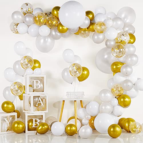 BAZADER Gold Weiß Luftballons Girlande Kit, 127 Stück Silber Metallischen Gold White Ballons mit Konfetti Ballon für Babyparty Geburtstag Hochzeit Dekoration Jubiläum BAZADER Gold Weiß Luftballons Girlande Kit, 127 Stück Silber Metallischen Gold White Ballons mit Konfetti Ballon für Babyparty Geburtstag Hochzeit Dekoration Jubiläum von BAZADER