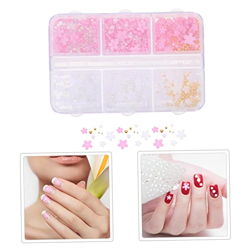 BAZEITFLOW 1 Schachtel Fächer Box Nageldesign Charms mit Filigranen Fünfblättrigen Blumen DIY Fingernagel Dekoration Maniküre Accessoires für Kreative Nail Art Anwendungen von BAZEITFLOW